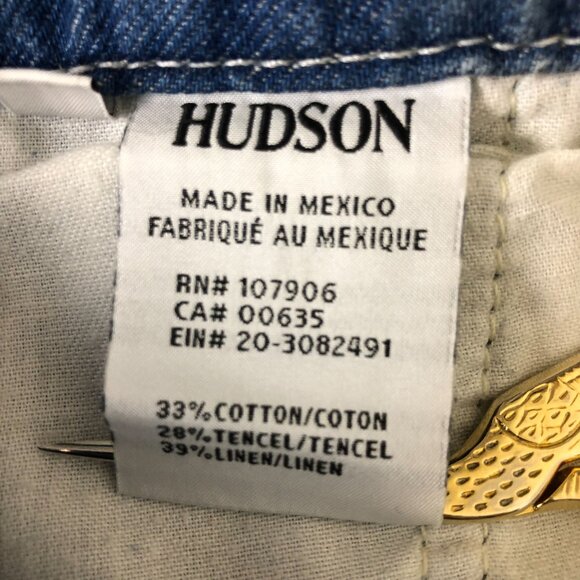 Hudson Womens Nico Midrise Blue Trousers Jeans Sz 30 Wide Leg Linen Blend - Picture 6 of 12